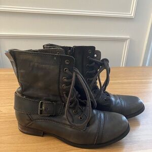 BX by Bronx Dark Brown Lace Up Leather Combats Boots Size 8